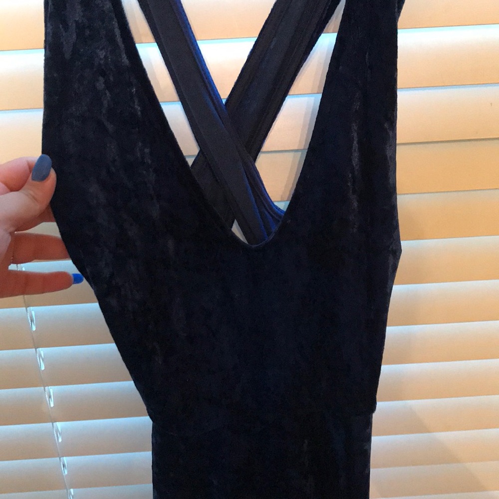 Lulus Medium Blue Suede Skater dress